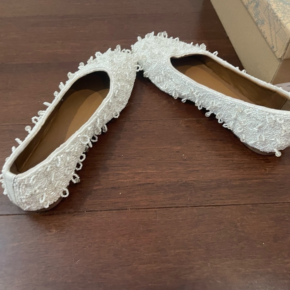 nwt nwb Free People White beaded weekends out embellished Flats - Picture 6 of 10